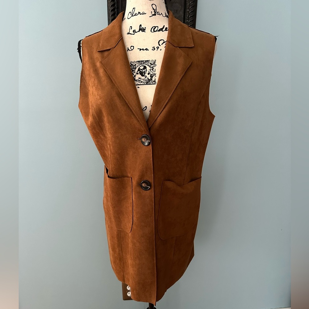 Brown Faux Suede Vest